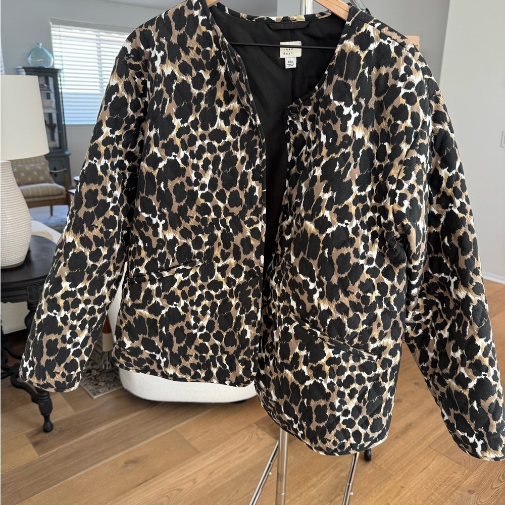 a new day Leopard Print quilted jacket